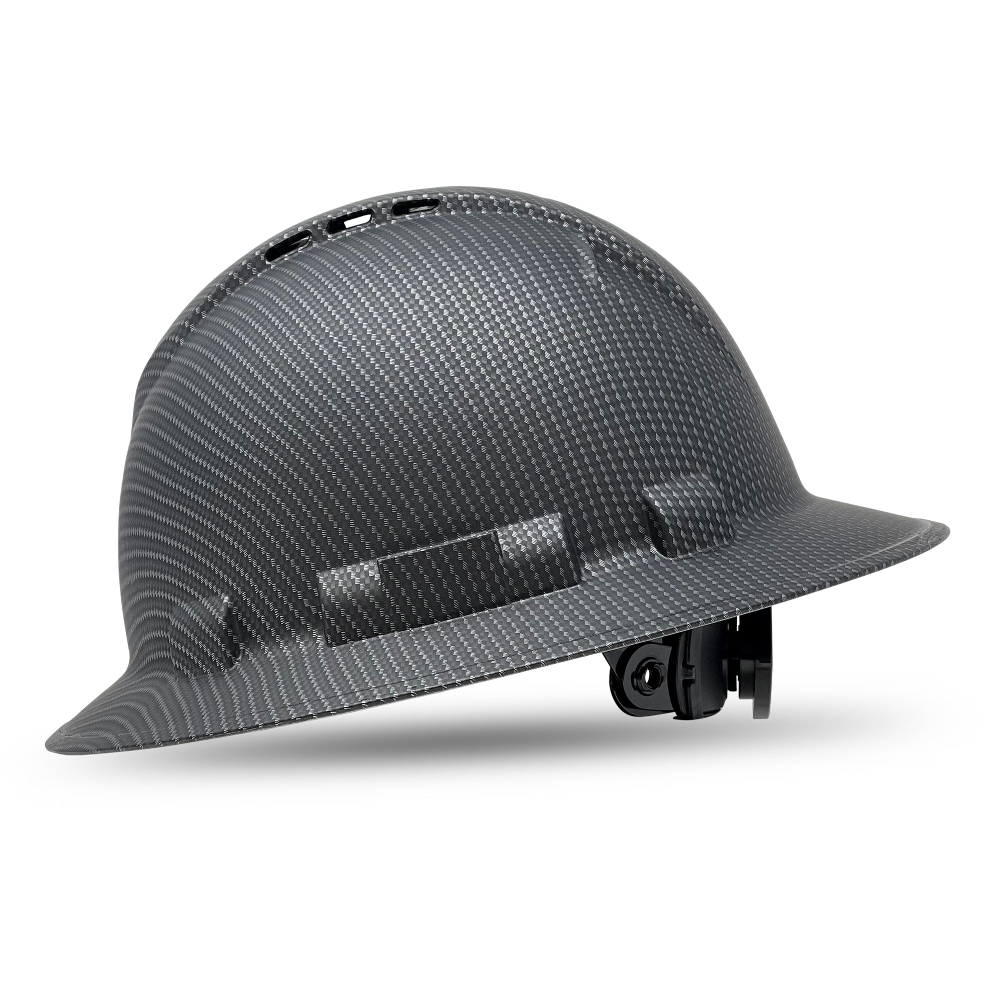 Full Brim Non-Vented Matte Finish Carbon Fiber Design OSHA Construction  Hard Hat with 6 Point Suspension by ACERPAL